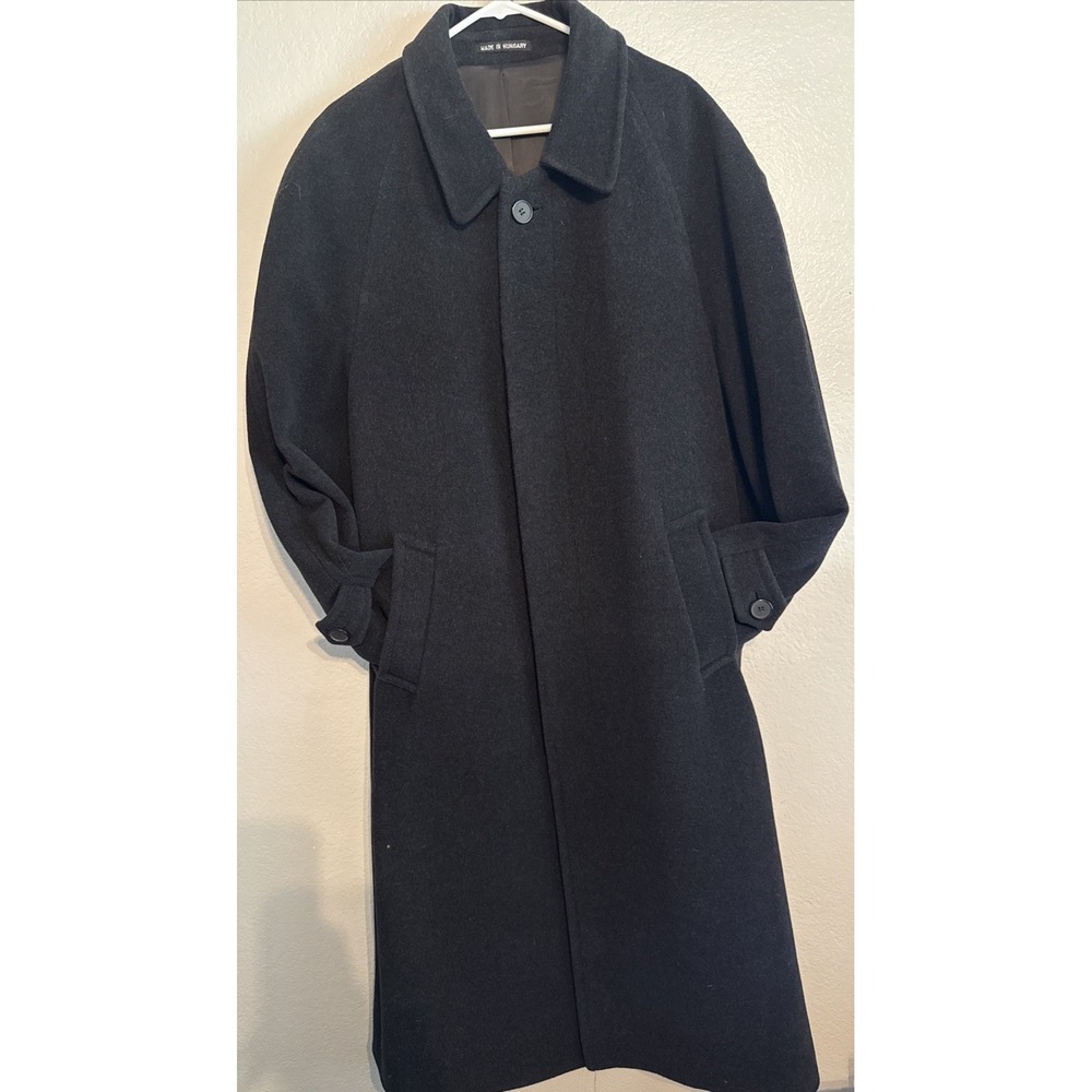 Vintage Alfani Macy's Men's Store Minimalist Cashmere-Wool Blend Overcoat Sz 40